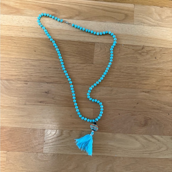 Jewelry - Bohemian Turquoise Beaded Tassel Necklace Long Boho Statement Jewelry